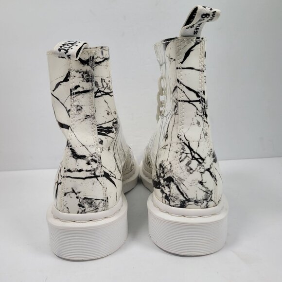 Dr. Martens Pascal Women's White & Black Marble Leather Boots US Size 8 - Picture 4 of 11